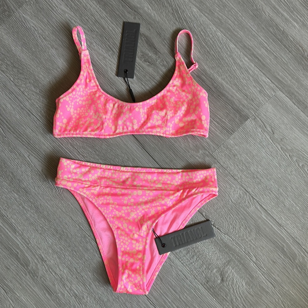 Pink Polka Dot swimsuit set. - Picture 8 of 13